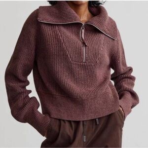 Varley Brown Cowl Neck Sweater
